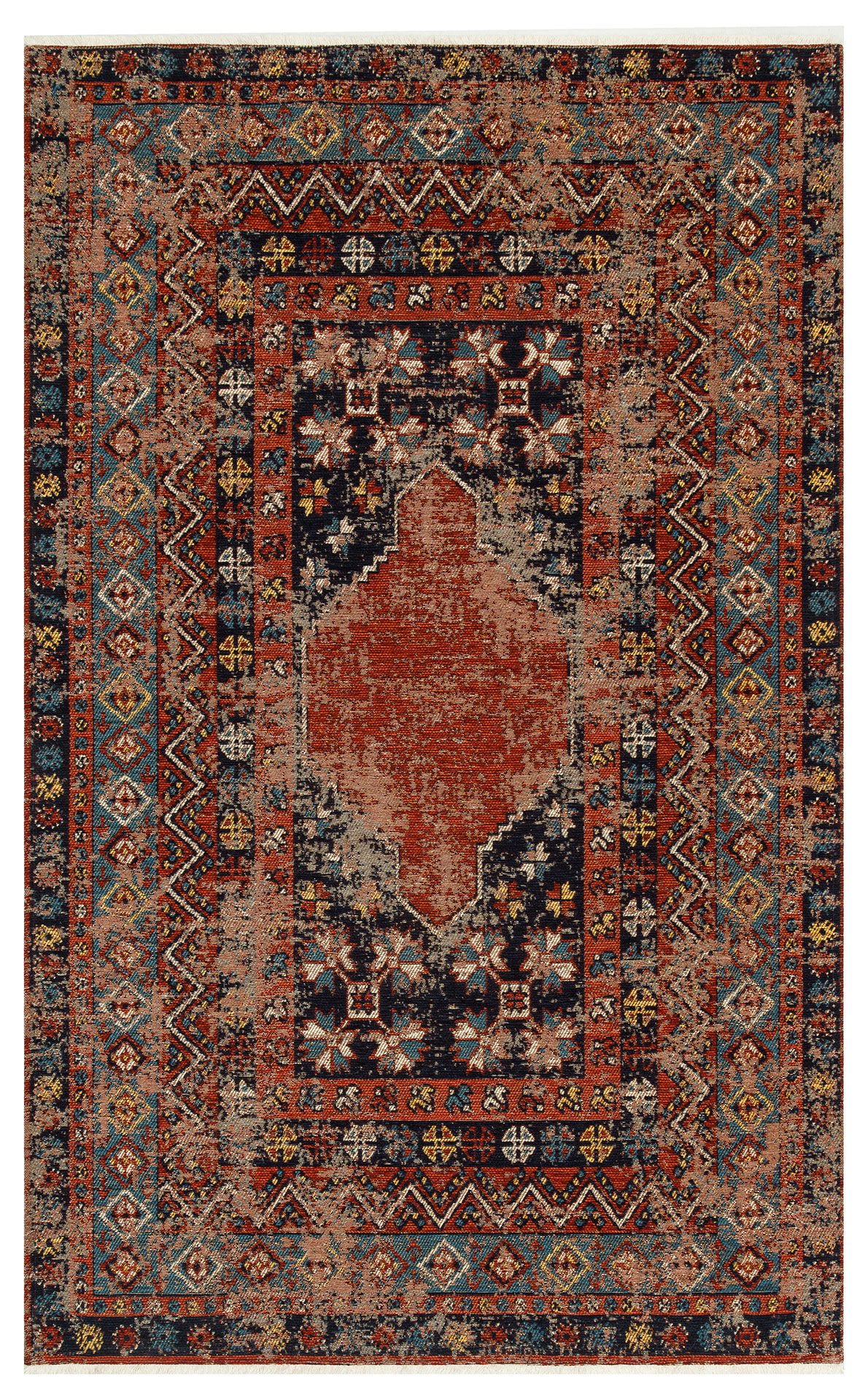 ANADOLU AND 04 MULTY Anadolu Antik Desenli Yıkanabilir Kaymaz Tabanlı Etnik Kilim