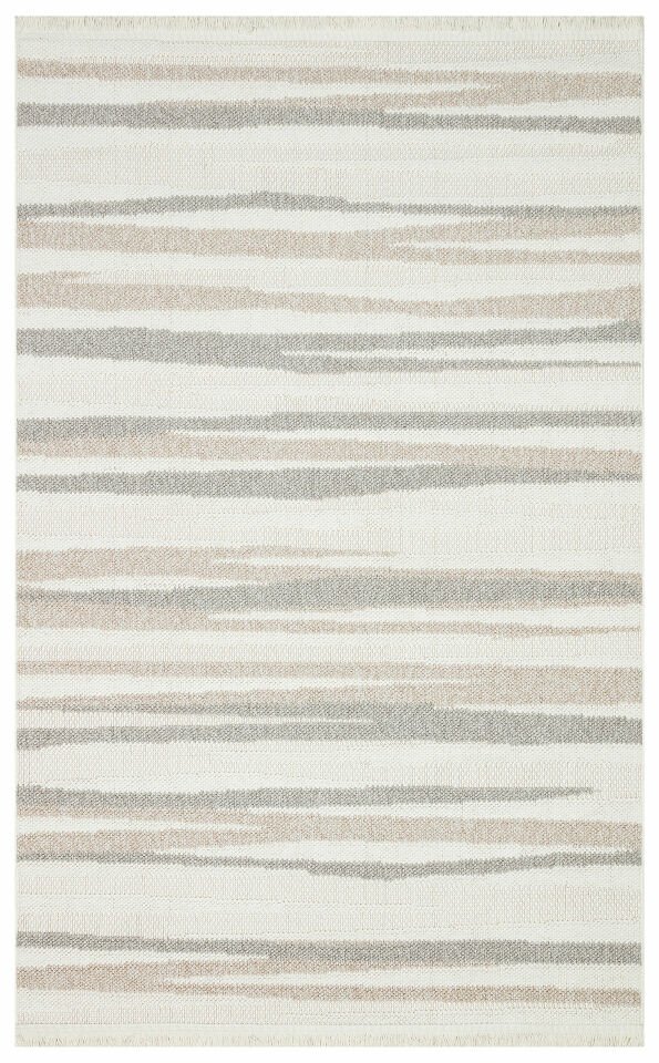 MOTTO MOT 02 WHITE BEIGE Yumuşak Tuşeli Örgü Dokuma Modern Makine Halısı