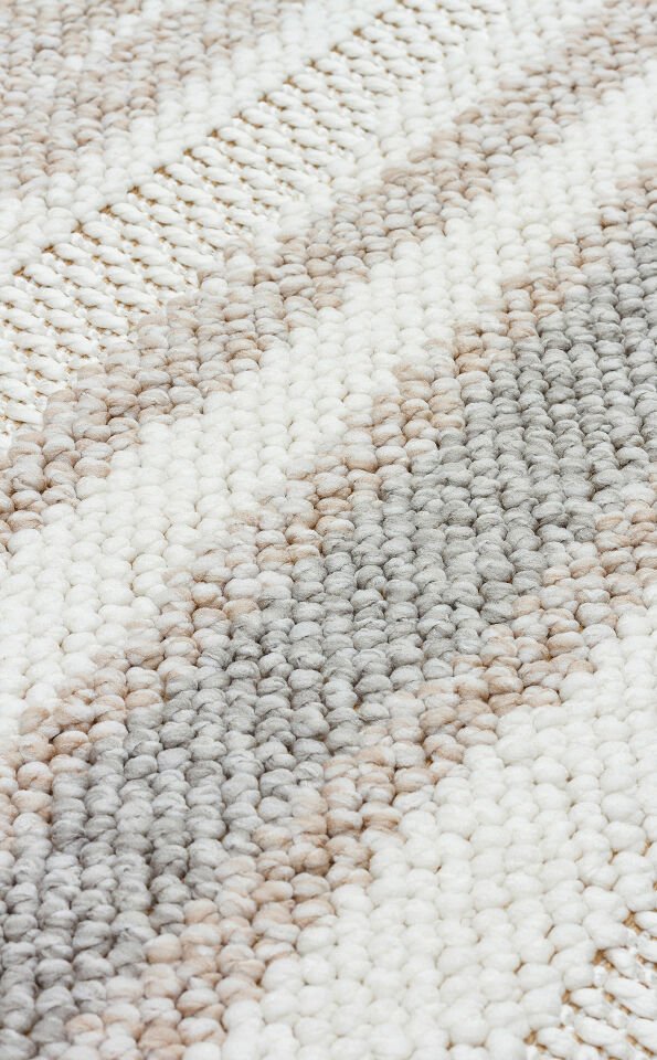 MOTTO MOT 02 WHITE BEIGE Yumuşak Tuşeli Örgü Dokuma Modern Makine Halısı