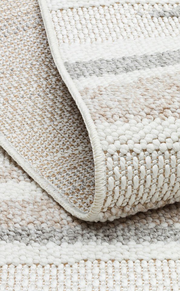 MOTTO MOT 02 WHITE BEIGE Yumuşak Tuşeli Örgü Dokuma Modern Makine Halısı