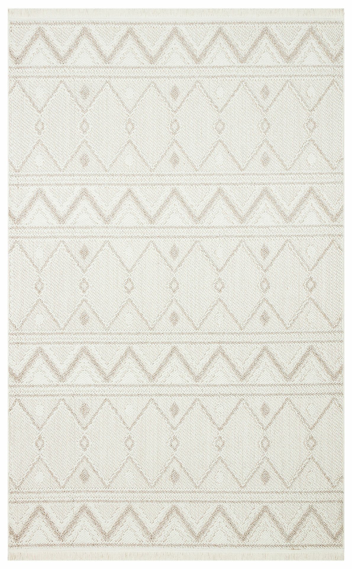 MOTTO MOT 03 WHITE BEIGE Yumuşak Tuşeli Örgü Dokuma Modern Makine Halısı