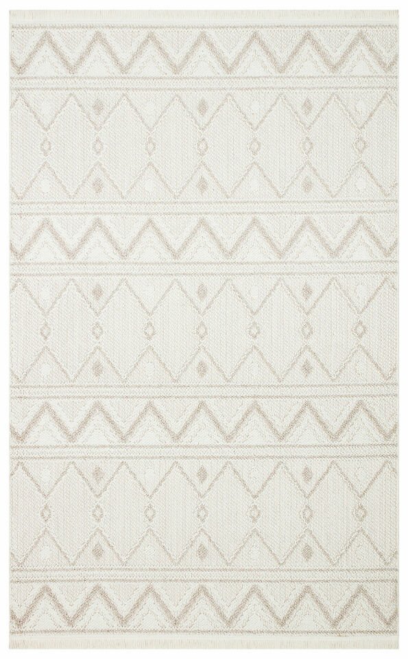 MOTTO MOT 03 WHITE BEIGE Yumuşak Tuşeli Örgü Dokuma Modern Makine Halısı