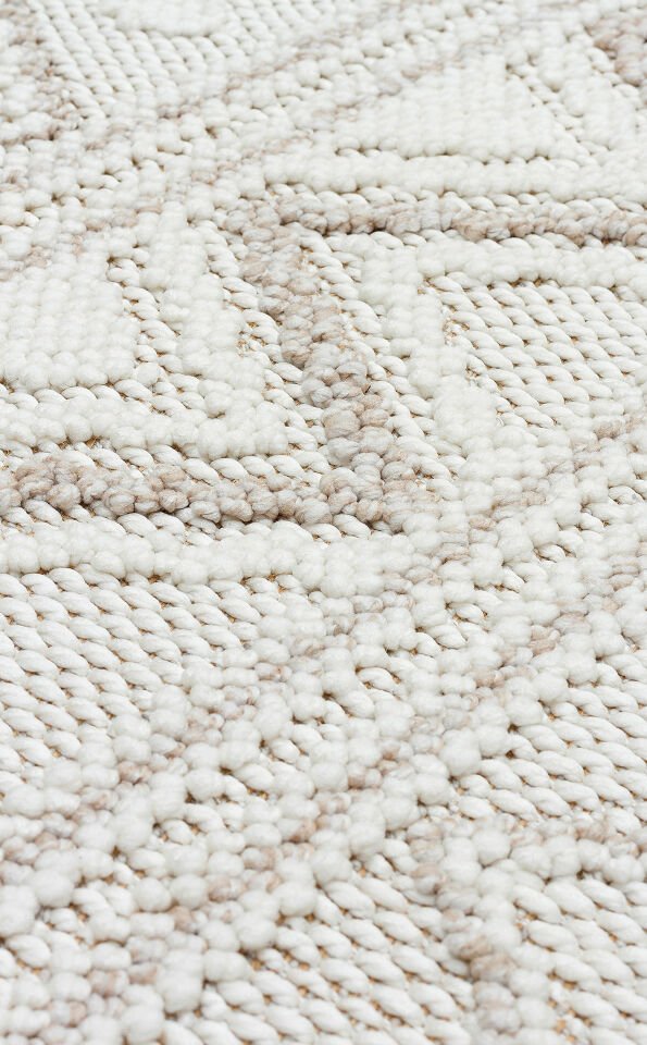 MOTTO MOT 03 WHITE BEIGE Yumuşak Tuşeli Örgü Dokuma Modern Makine Halısı