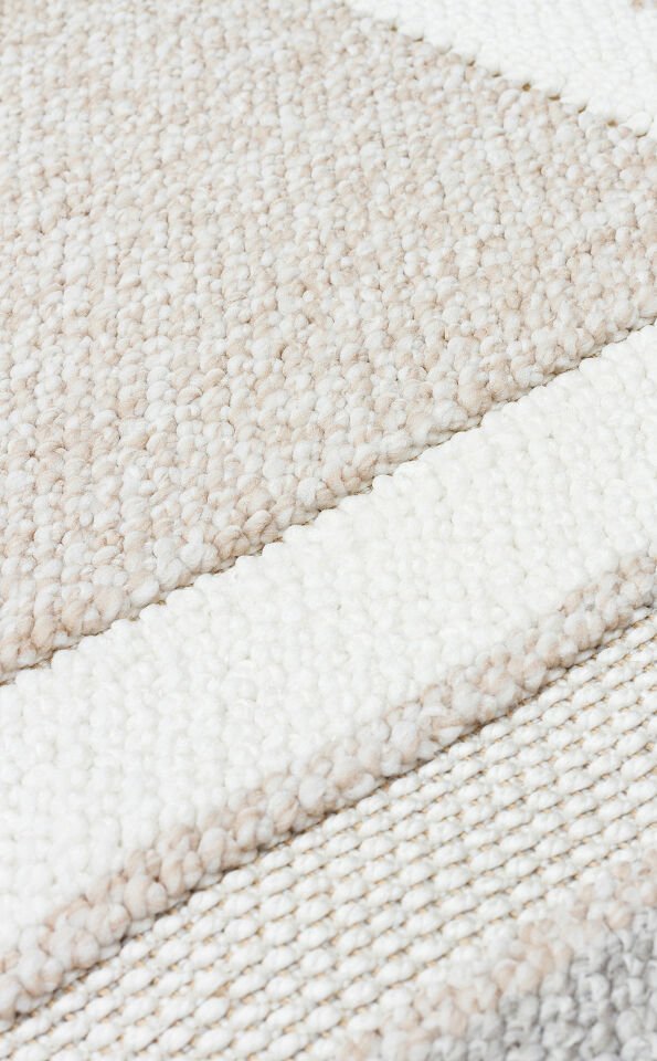 MOTTO MOT 04 BEIGE GREY Yumuşak Tuşeli Örgü Dokuma Modern Makine Halısı