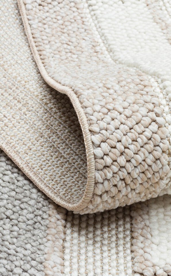 MOTTO MOT 04 BEIGE GREY Yumuşak Tuşeli Örgü Dokuma Modern Makine Halısı
