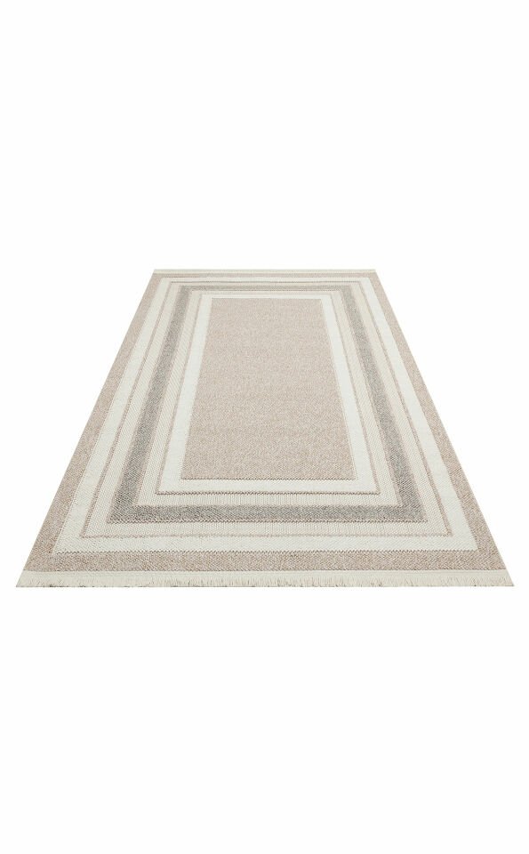 MOTTO MOT 04 BEIGE GREY Yumuşak Tuşeli Örgü Dokuma Modern Makine Halısı