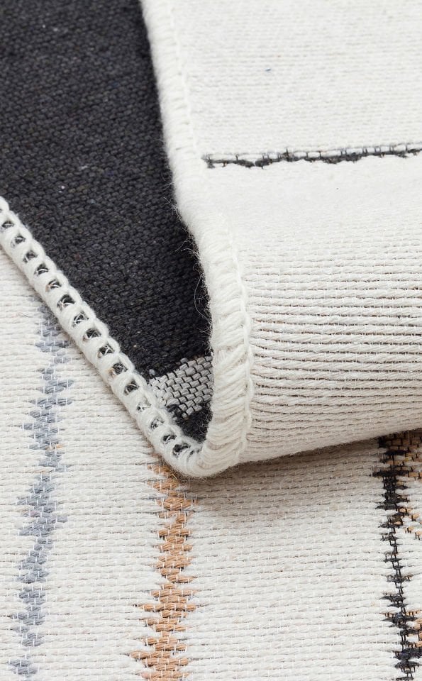 ARYA AR 41 CREAM BLACK Hav Toz Vermez Kilimler & Baskı Halılar Dokuma Yıkanabilir