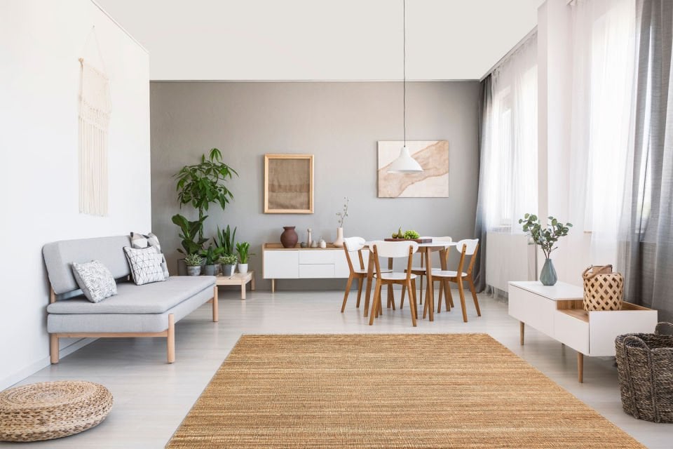 ASOS AS 01 NATURAL Jüt Hasır Görünümlü Hav Toz Vermez Çift Taraflı Yıkanabilir Kilim