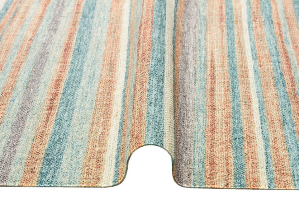 ASOS AS 04 BLUE Jüt Hasır Görünümlü Hav Toz Vermez Çift Taraflı Yıkanabilir Kilim