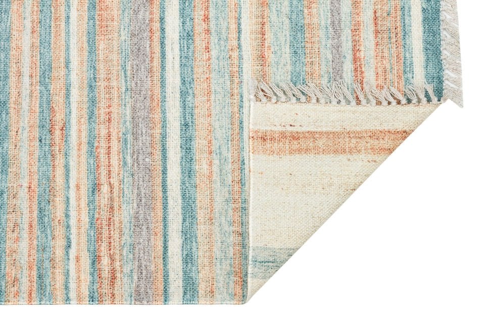 ASOS AS 04 BLUE Jüt Hasır Görünümlü Hav Toz Vermez Çift Taraflı Yıkanabilir Kilim