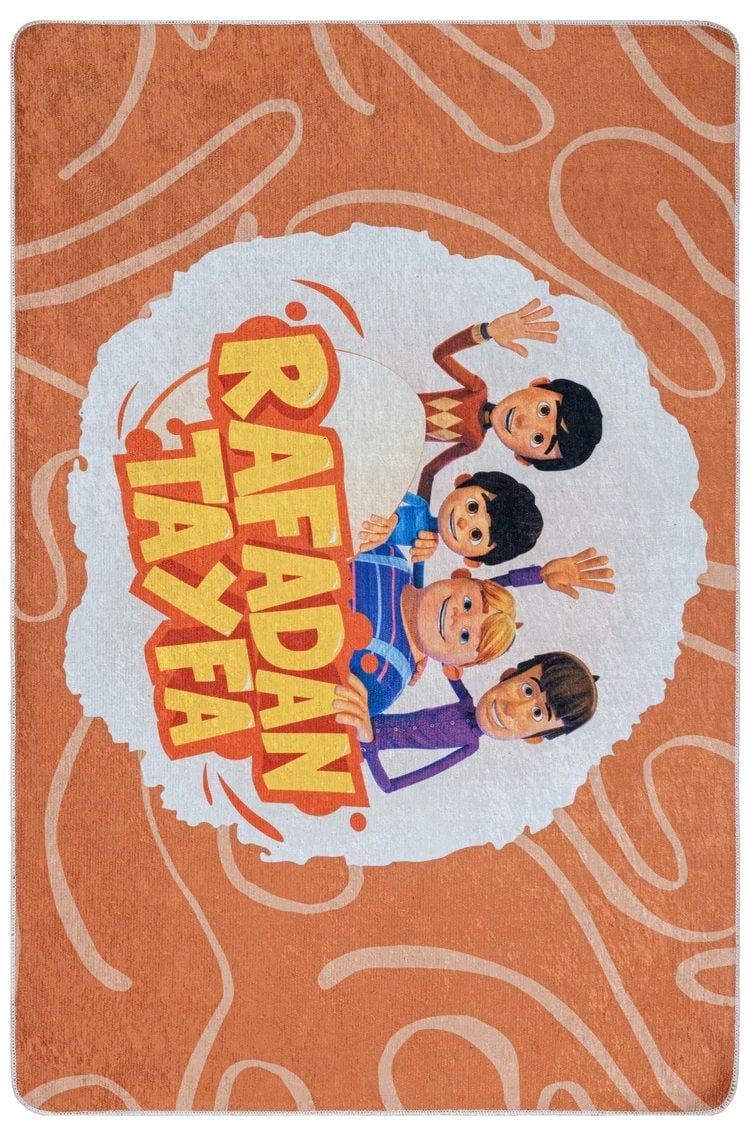 TEPE TRT Çocuk Rafadan Tayfa Çizgi Film Karakteri Turuncu ve Beyaz Dijital Baskı Çocuk Halısı