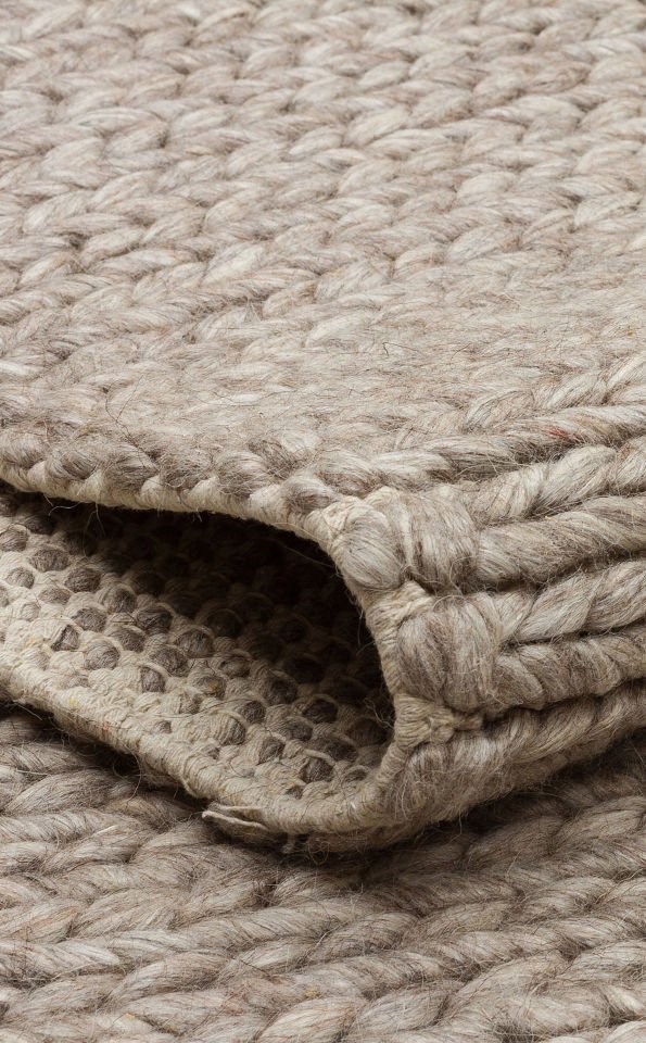 JADE BASKETWEAVE BROWN Naturel Kazak Örgü Desenli El Dokuma Örgü Halı