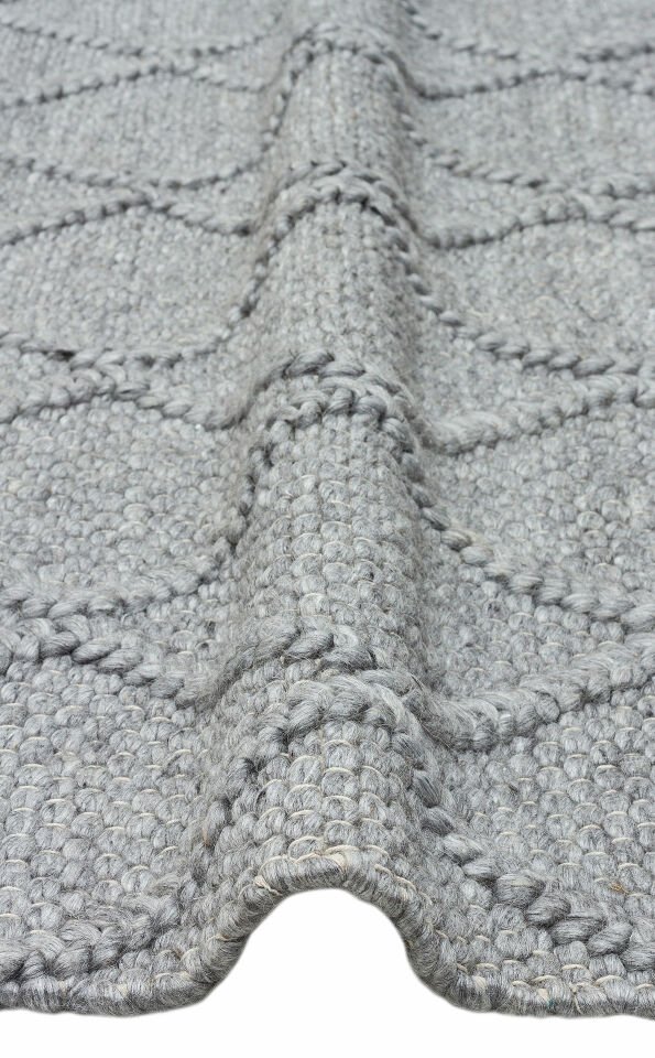 JADE DIAMOND GREY Naturel Kazak Örgü Desenli El Dokuma Örgü Halı
