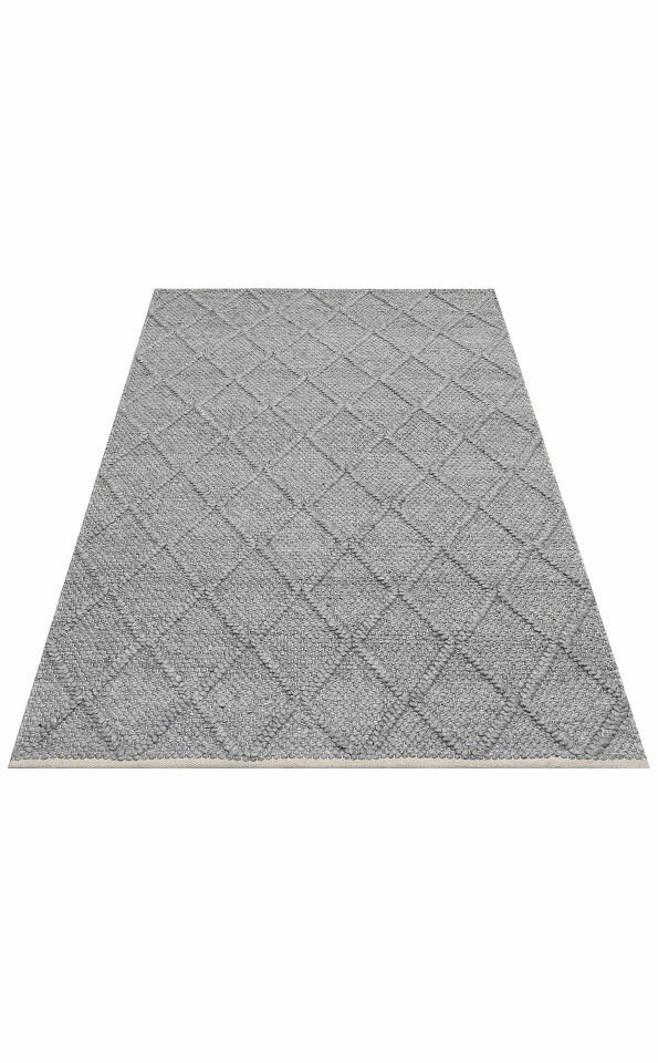 JADE DIAMOND GREY Naturel Kazak Örgü Desenli El Dokuma Örgü Halı