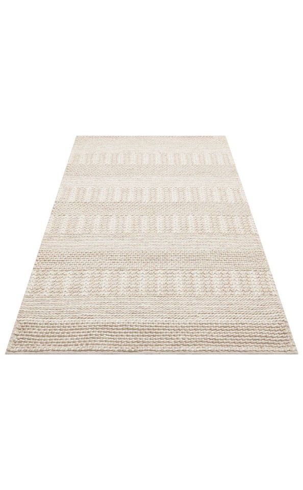 JADE J352 BEIGE Naturel Kazak Örgü Desenli El Dokuma Örgü Halı