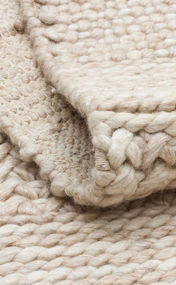 JADE J352 BEIGE Naturel Kazak Örgü Desenli El Dokuma Örgü Halı