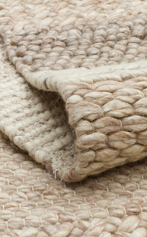 JADE LANGDON NATURAL Naturel Kazak Örgü Desenli El Dokuma Örgü Halı