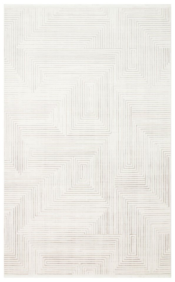 LYKIA LKY 02 CREAM GREY Sade ve Modern Akrilik Makine Halısı