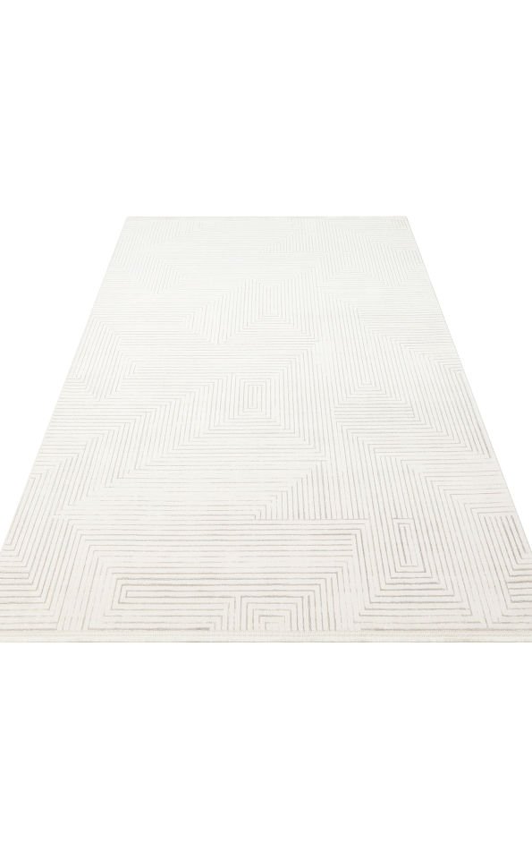 LYKIA LKY 02 CREAM GREY Sade ve Modern Akrilik Makine Halısı