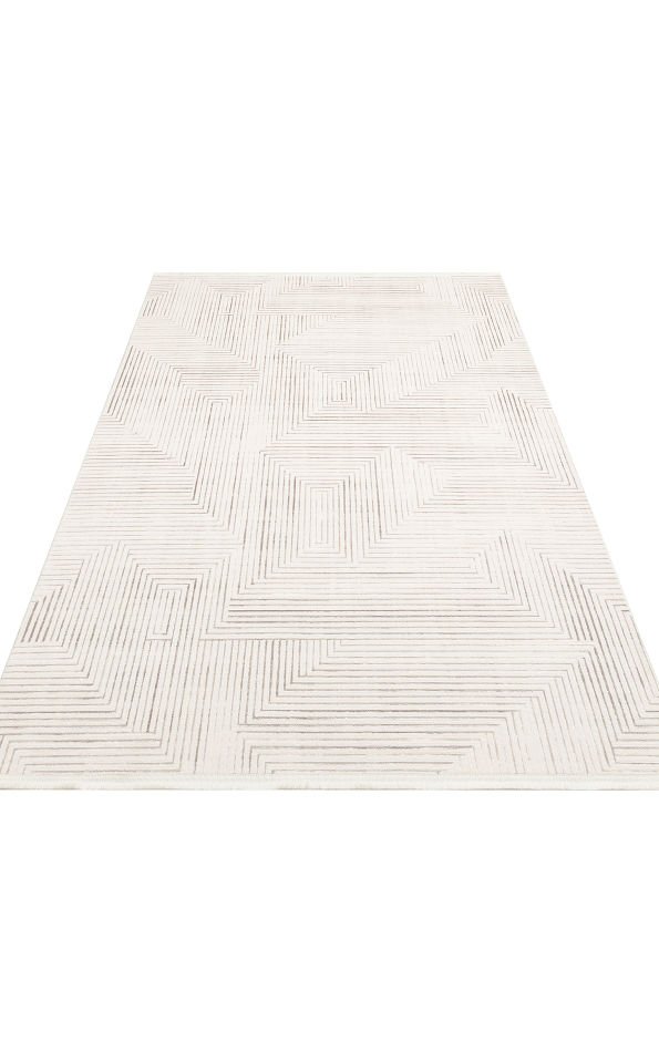LYKIA LKY 02 CREAM GREY Sade ve Modern Akrilik Makine Halısı