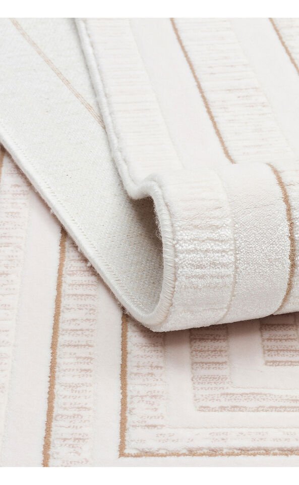 LYKIA LKY 04 CREAM VIZON Sade ve Modern Akrilik Makine Halısı
