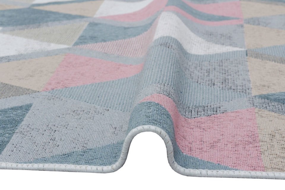 ARYA AR 10 BLUE PINK Hav Toz Vermez Kilimler & Baskı Halılar Dokuma Yıkanabilir
