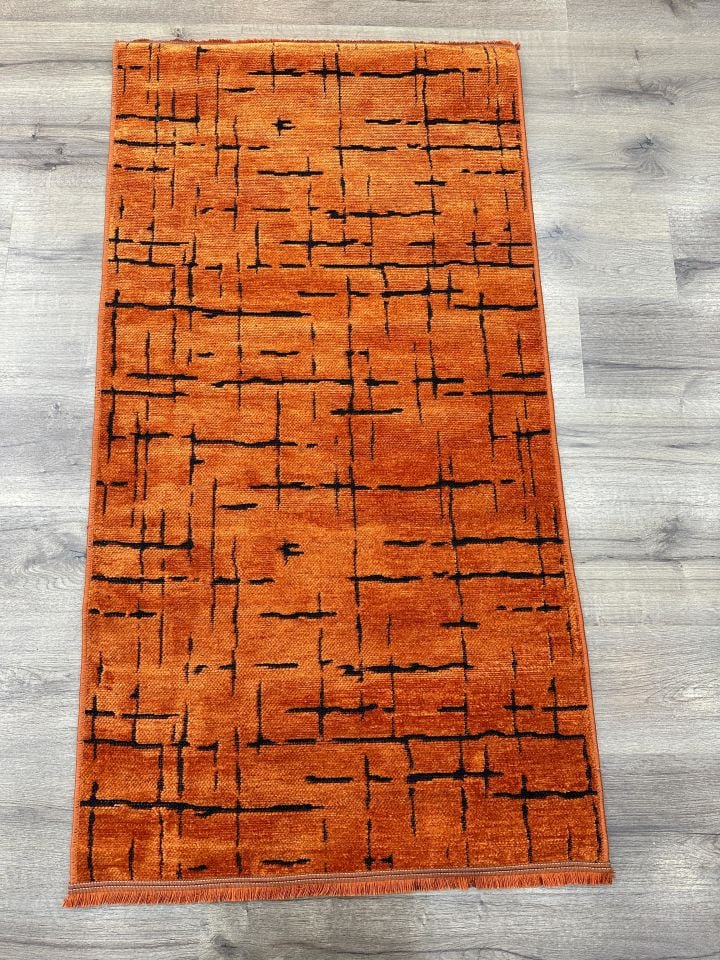 TP02 Orange Dekoratif Kilim Çamaşır Makinasında Yıkanabilir