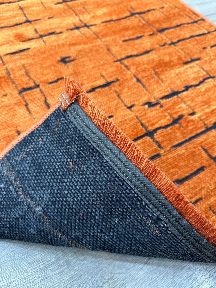 TP02 Orange Dekoratif Kilim Çamaşır Makinasında Yıkanabilir