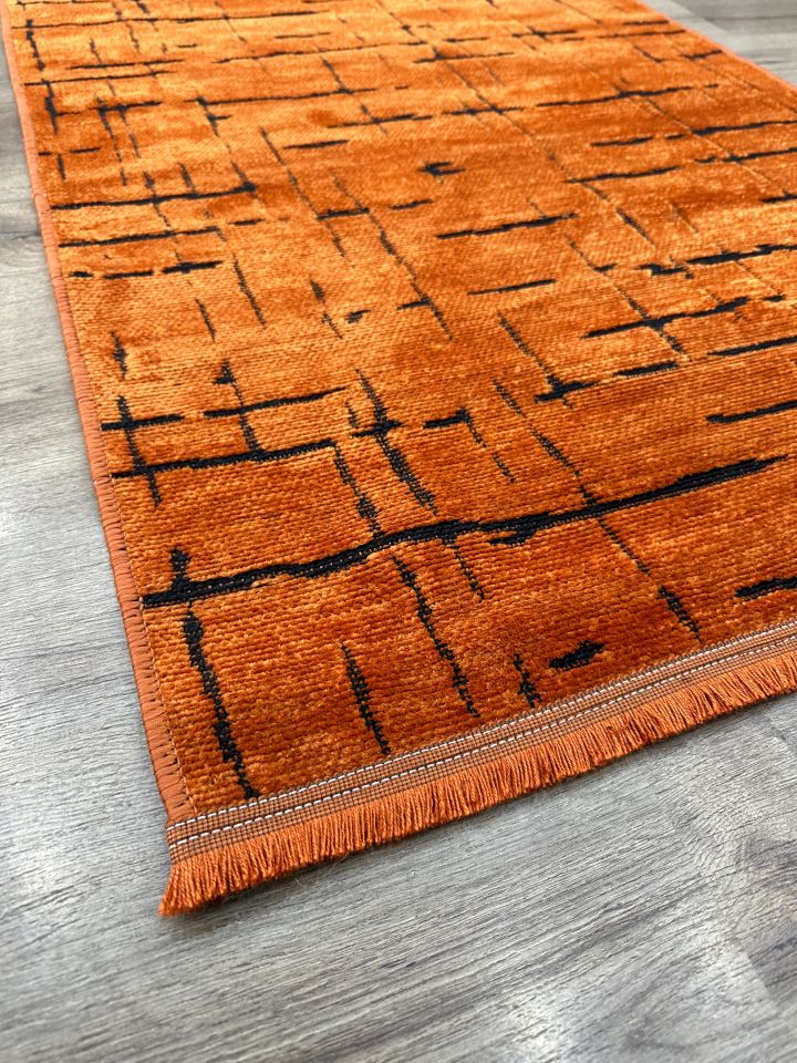 TP02 Orange Dekoratif Kilim Çamaşır Makinasında Yıkanabilir
