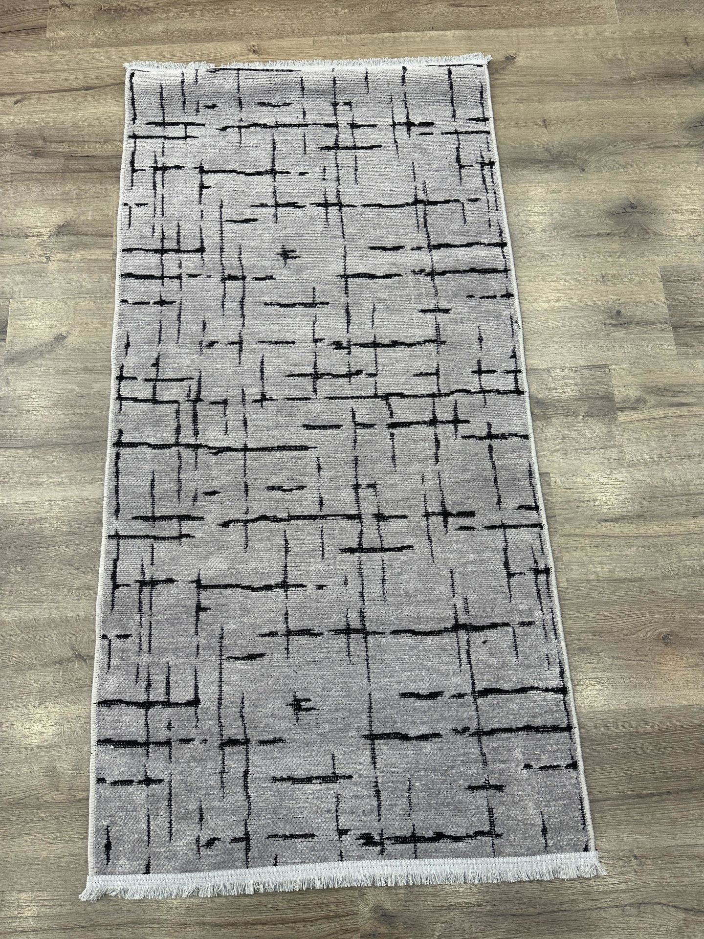 TP02 Grey Dekoratif Kilim Çamaşır Makinasında Yıkanabilir