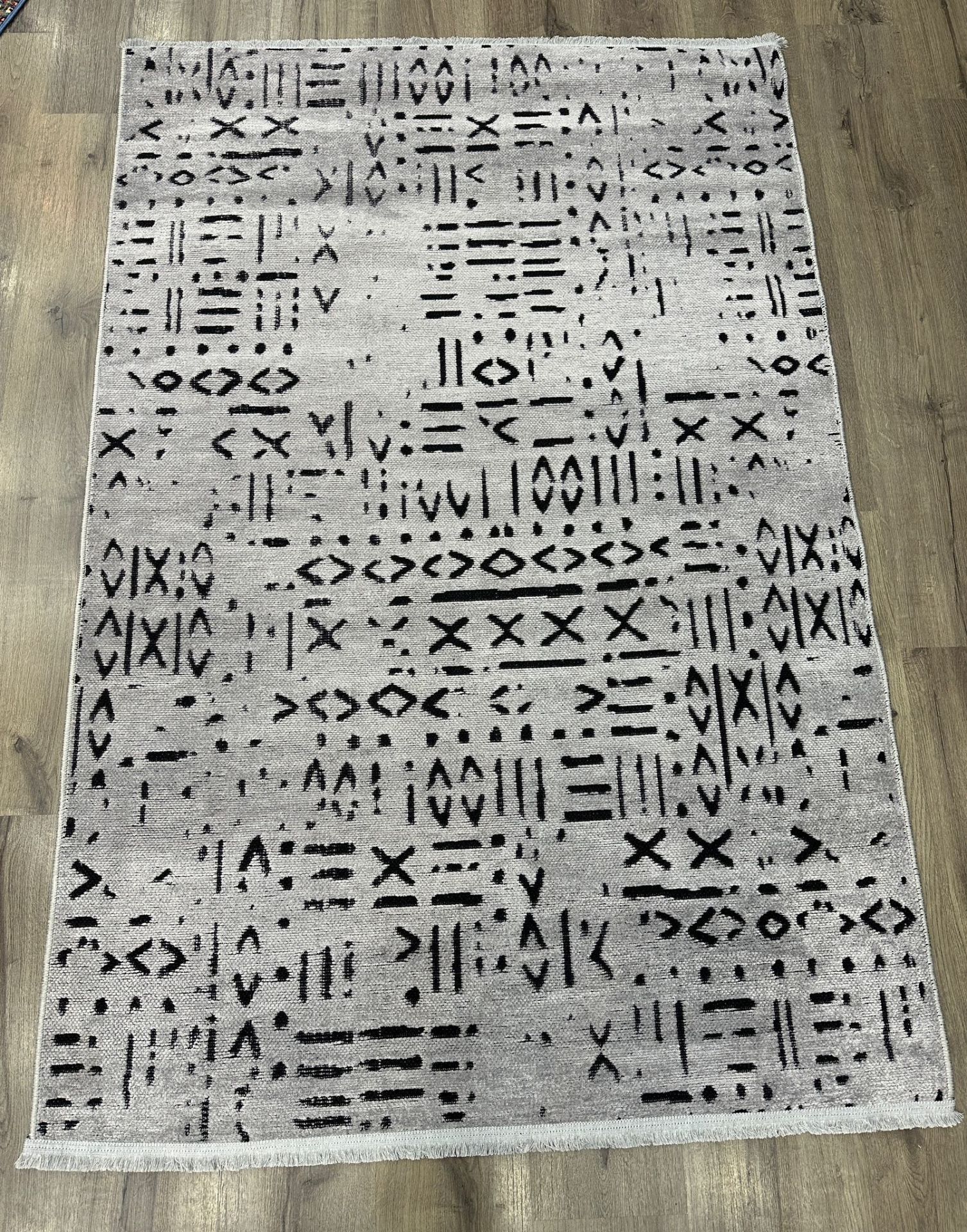 TP01 GREY Dekoratif Kilim Çamaşır Makinasında Yıkanabilir