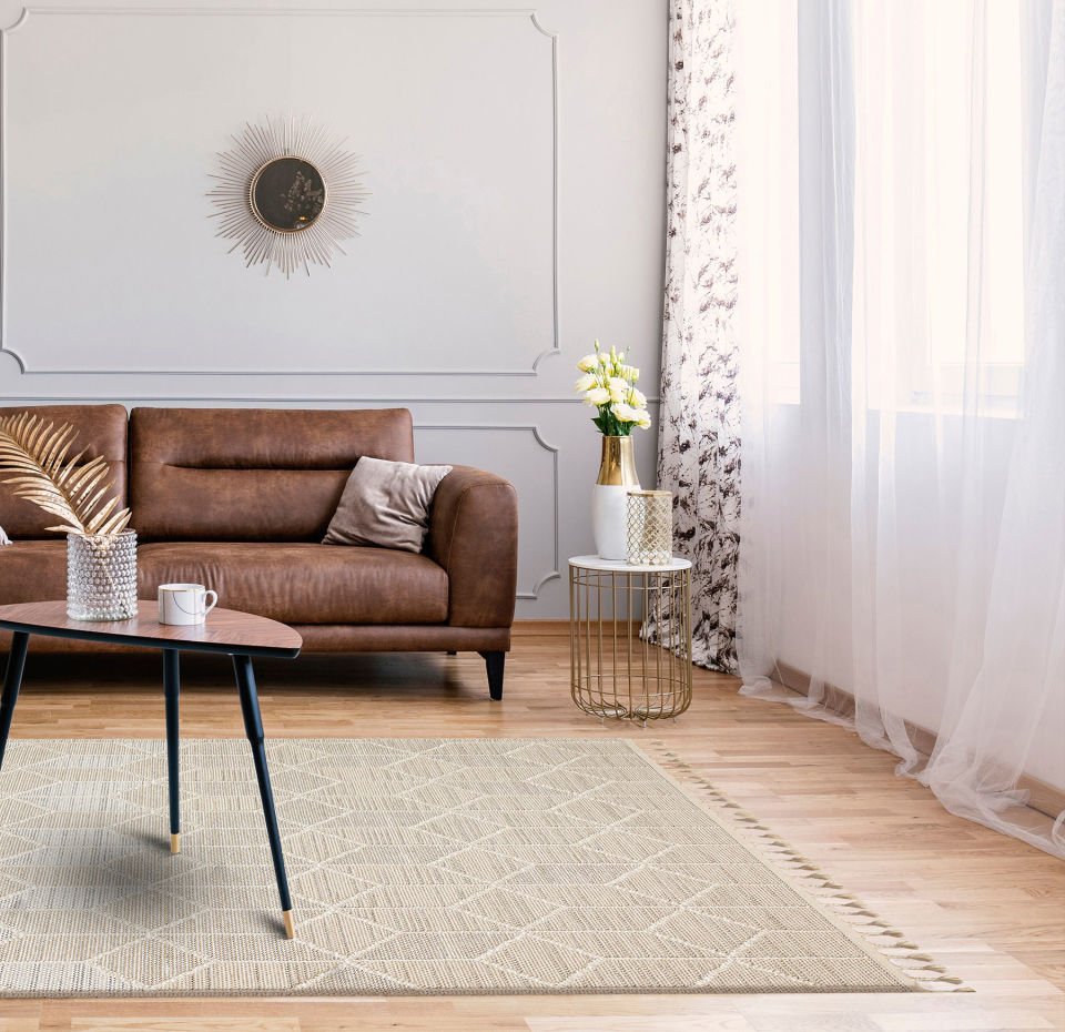 SOHO SH 03 BEIGE Hav Toz Vermez Hasır Dokuma Modern Makine Halısı