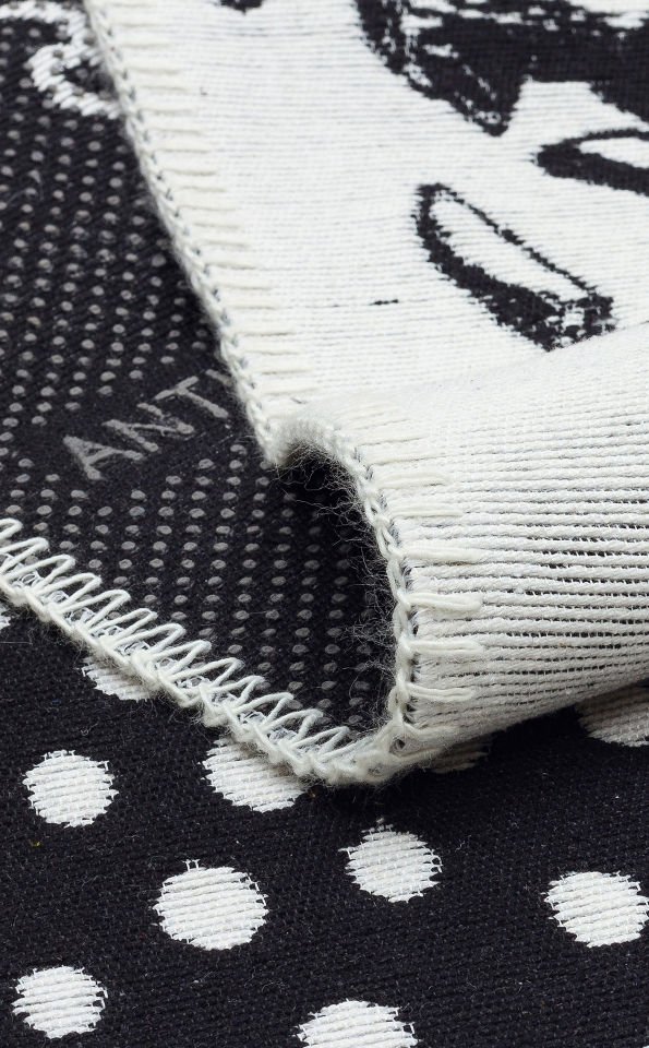 ARYA NEO ARN 11 WHITE BLACK Hav Toz Vermez Kilimler & Baskı Halılar Dokuma Yıkanabilir