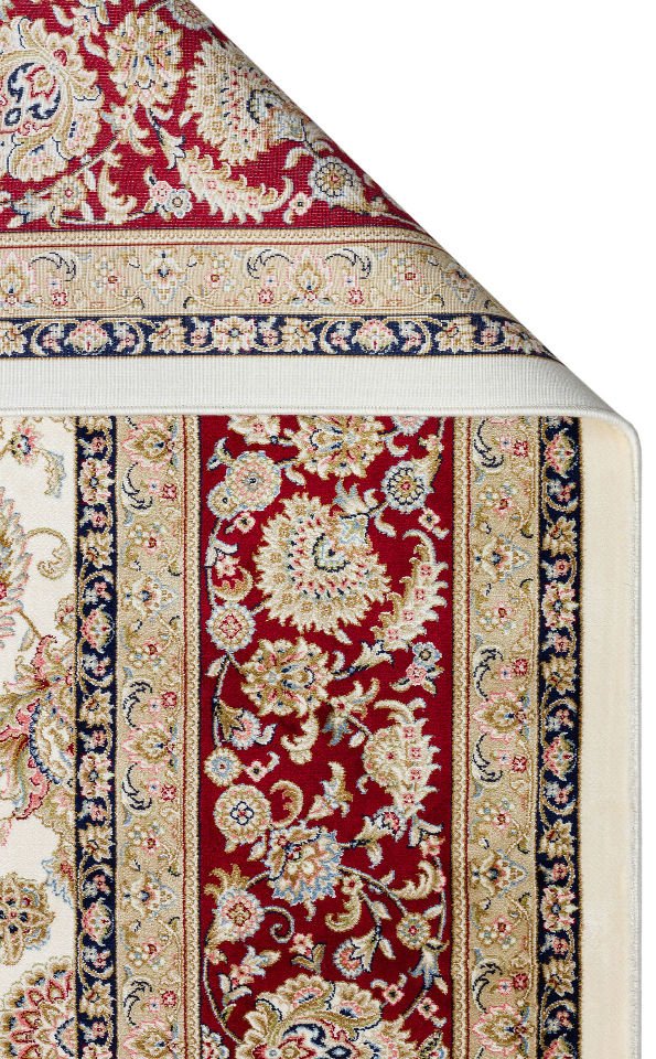 ISFAHAN ISF 03 CREAM RED Klasik Desenli Yüksek Kalite Sık Dokuma Makine Halısı