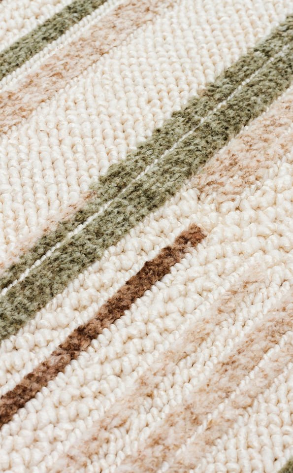 JOY JOY 01 GREEN BROWN Hav Toz Vermeyen Yumuşak Dokulu Etnik Desenlere Sahip Modern Halı