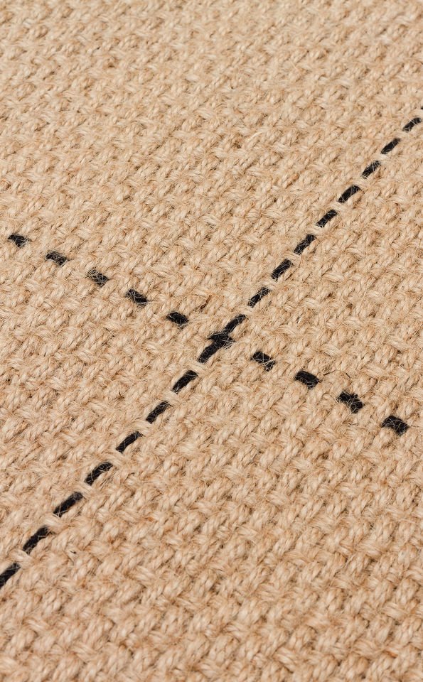 DELHI DHL 01 BLACK Jüt ve Pamuk İle Dokunan Çift Taraflı Kullanıma Uygun Modern Kilim