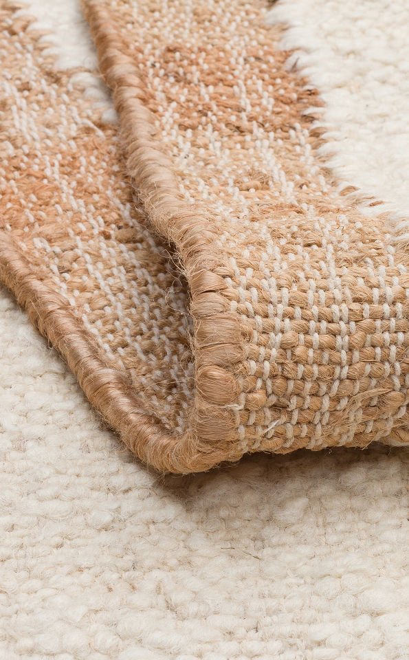 LHASA LHS 01 Cream Natural Yün ve Jüt ile Üretilen Örme El Dokuma Halı