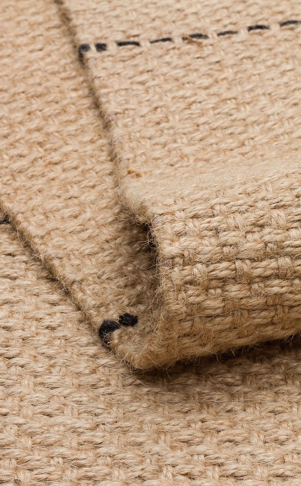 DELHI DHL 01 BLACK Jüt ve Pamuk İle Dokunan Çift Taraflı Kullanıma Uygun Modern Kilim