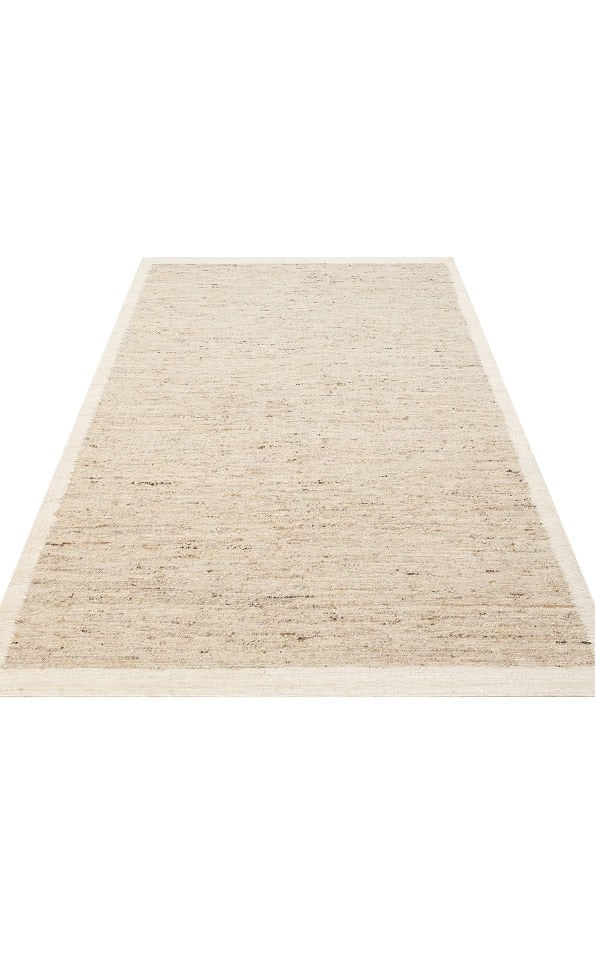LHASA LHS 01 Grey Cream Yün ve Jüt ile Üretilen Örme El Dokuma Halı