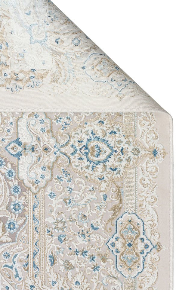 PALMIRA PLM 01 CREAM BLUE Yüksek Kaliteli Sık Dokuma Modern Salon Halısı