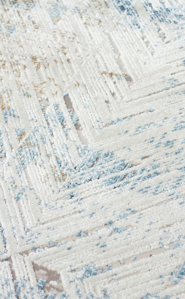PALMIRA PLM 03 CREAM BLUE Yüksek Kaliteli Sık Dokuma Modern Salon Halısı
