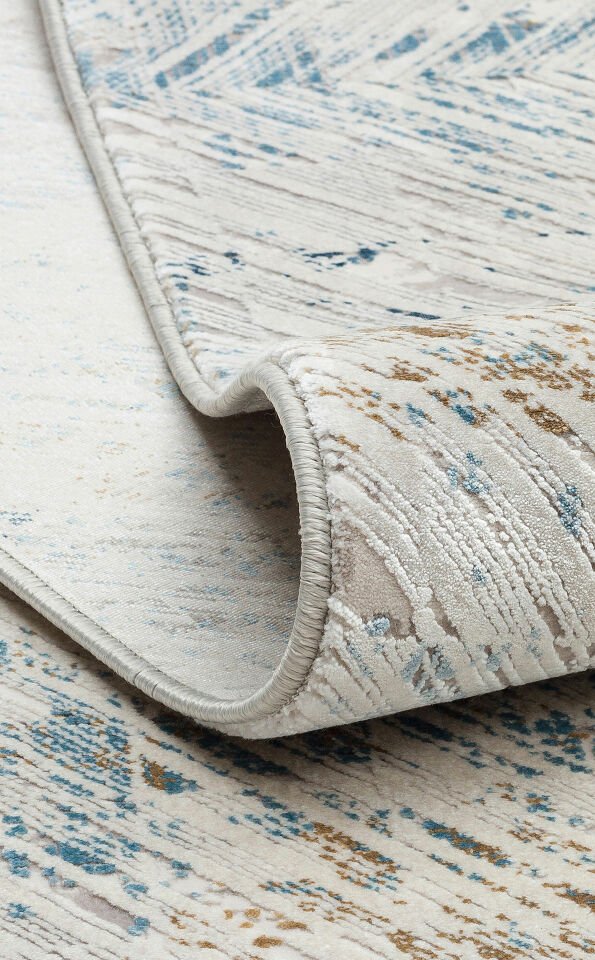 PALMIRA PLM 03 CREAM BLUE Yüksek Kaliteli Sık Dokuma Modern Salon Halısı