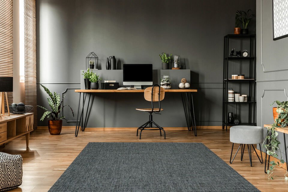 BROOKLYN BRK 01 ANTRASIT SILVER Hasır Görünümlü Kaymaz Renkli Dokuma Modern Kilim