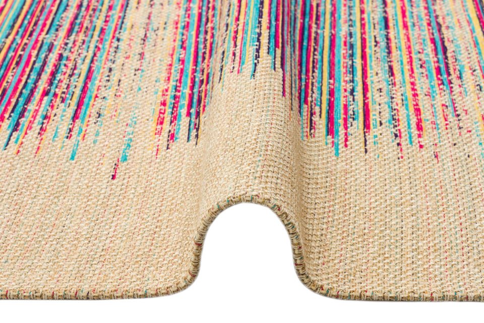 BROOKLYN BRK 02 NATURAL MULTY  Hasır Görünümlü Kaymaz Renkli Dokuma Modern Kilim