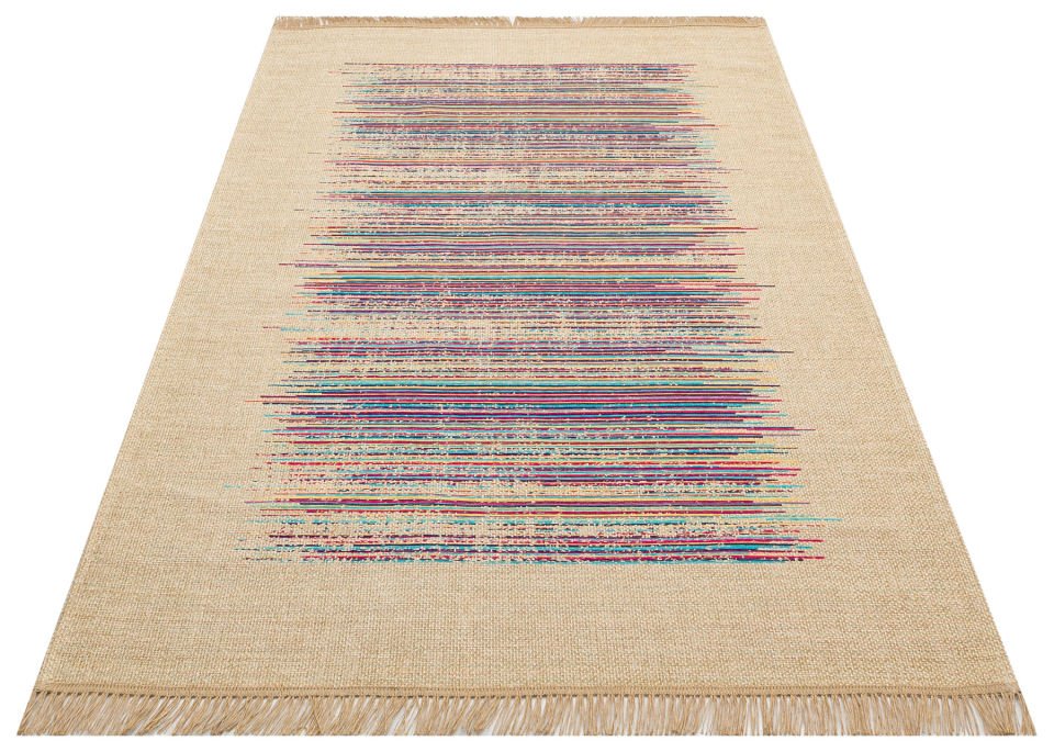 BROOKLYN BRK 02 NATURAL MULTY  Hasır Görünümlü Kaymaz Renkli Dokuma Modern Kilim
