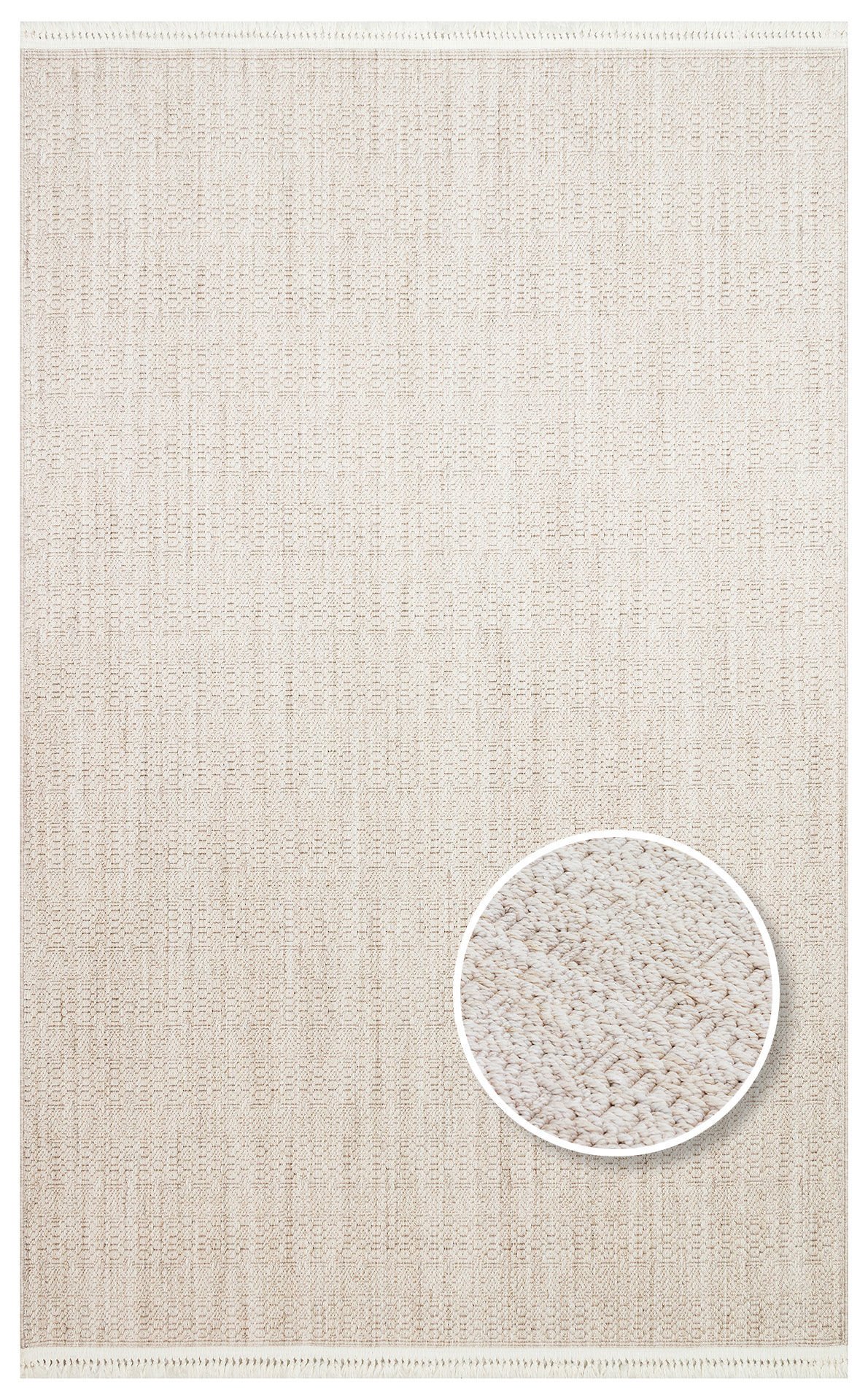 NORTE NRT 01 BEIGE Ekstra Yumuşak Tuşeli, Örgü Dokuma Hav Vermeyen Özel İplikler ile Üretilen Modern Makine Halısı