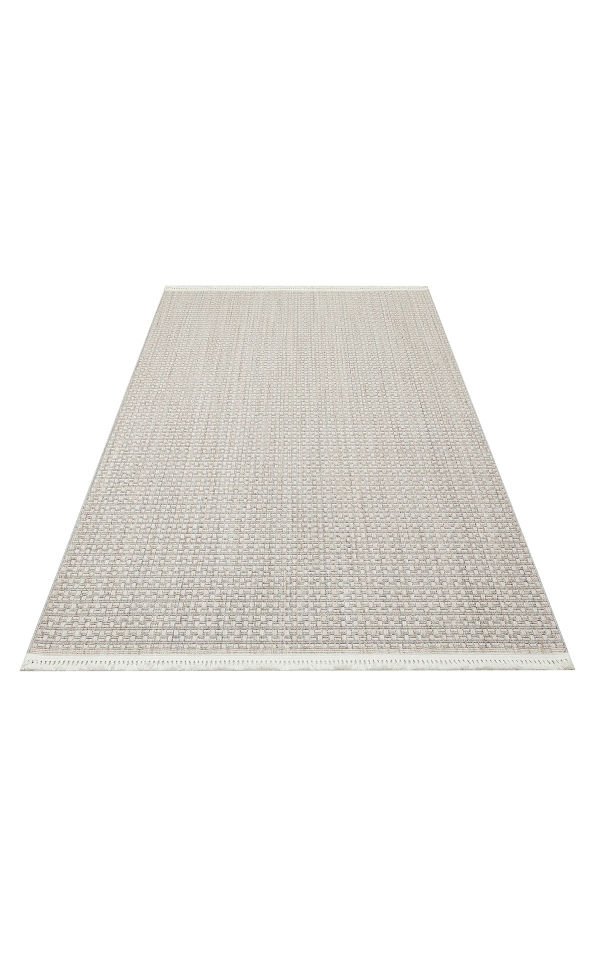 NORTE NRT 02 BEIGE GREY Ekstra Yumuşak Tuşeli, Örgü Dokuma Hav Vermeyen Özel İplikler ile Üretilen Modern Makine Halısı