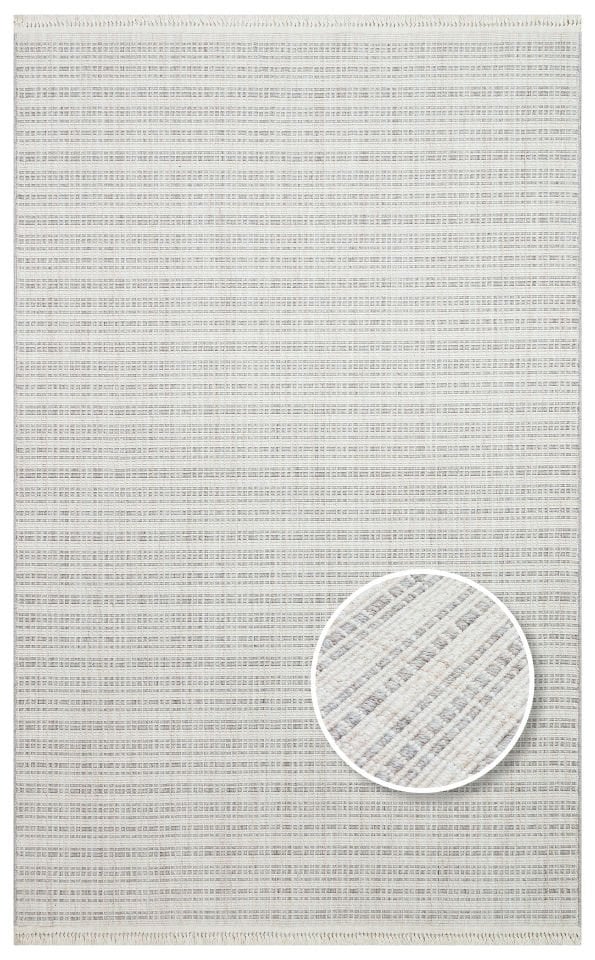 NORTE NRT 04 WHITE GREY Ekstra Yumuşak Tuşeli, Örgü Dokuma Hav Vermeyen Özel İplikler ile Üretilen Modern Makine Halısı