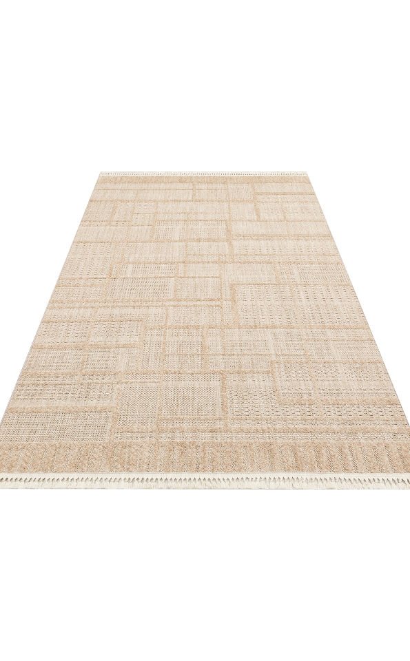 JOY JOY 03 BEIGE Hav Toz Vermeyen Yumuşak Dokulu Etnik Desenlere Sahip Modern Halı