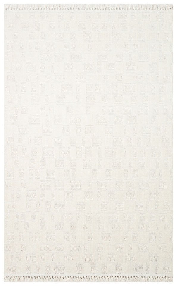 JOY JOY 02 WHITE Hav Toz Vermeyen Yumuşak Dokulu Etnik Desenlere Sahip Modern Halı